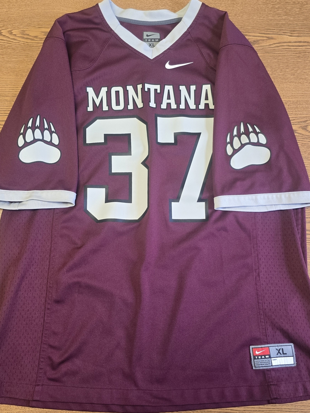 Nike Maroon Montana Griz #37 Team Jersey with White Details